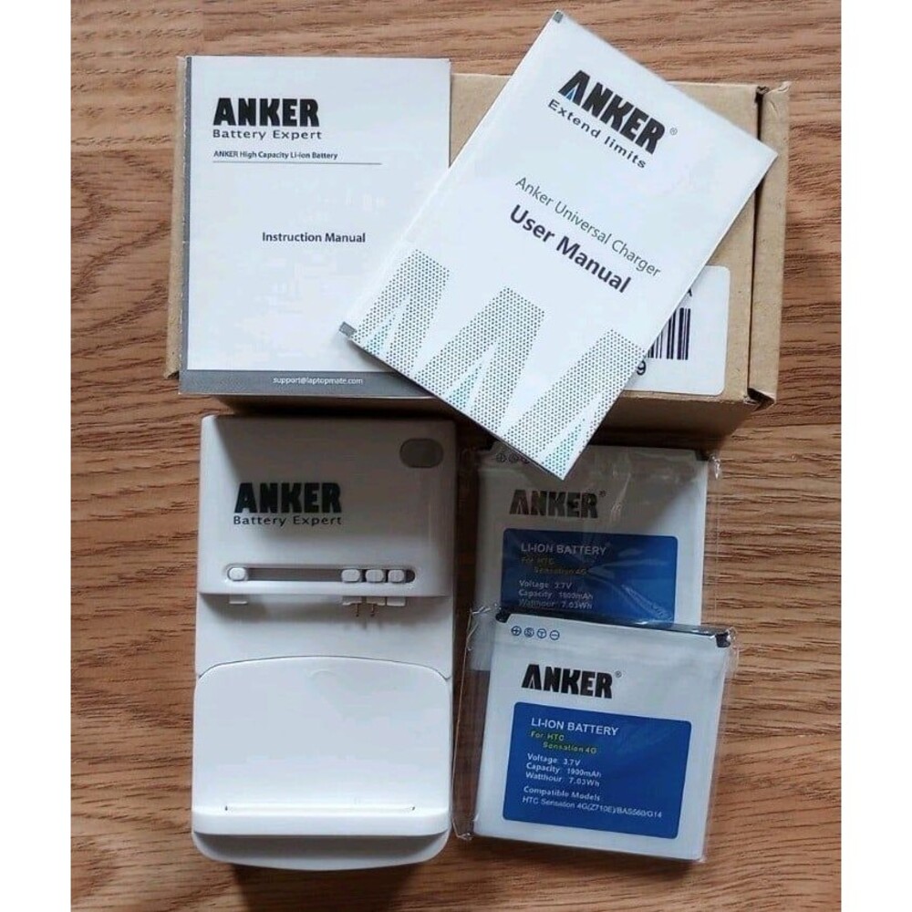 Anker 2 1900 Li-ion Batteries Charger compatible: HTC Sensation Mytouch 4G Slide